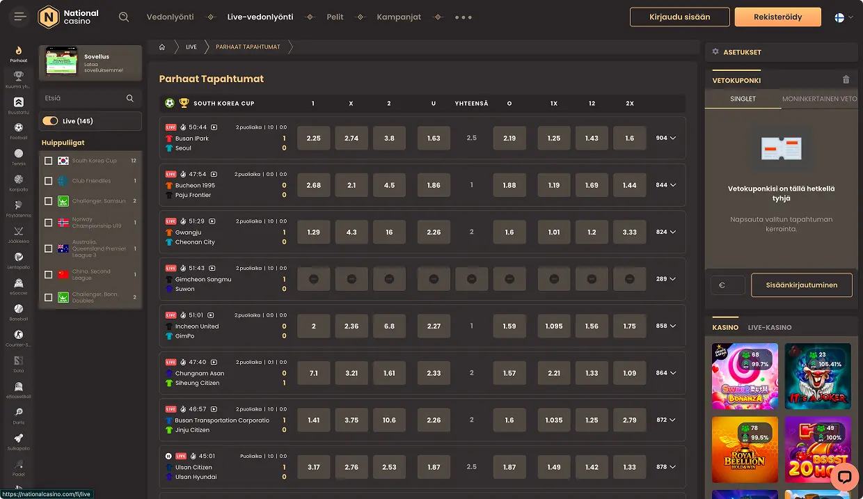 National Casino Urheiluvedonlyönti